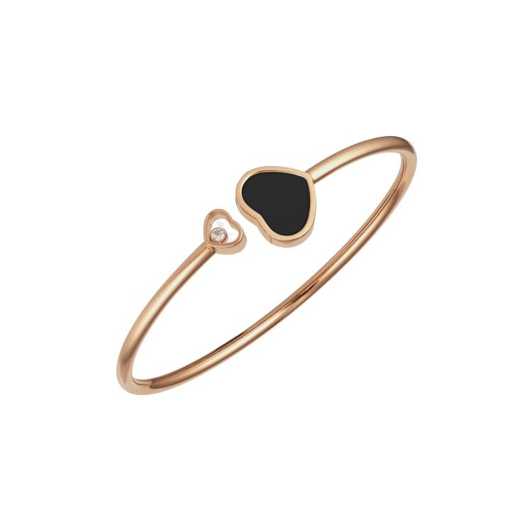 Chopard Happy Hearts 18ct Rose Gold Diamond Onyx Bangle - S
