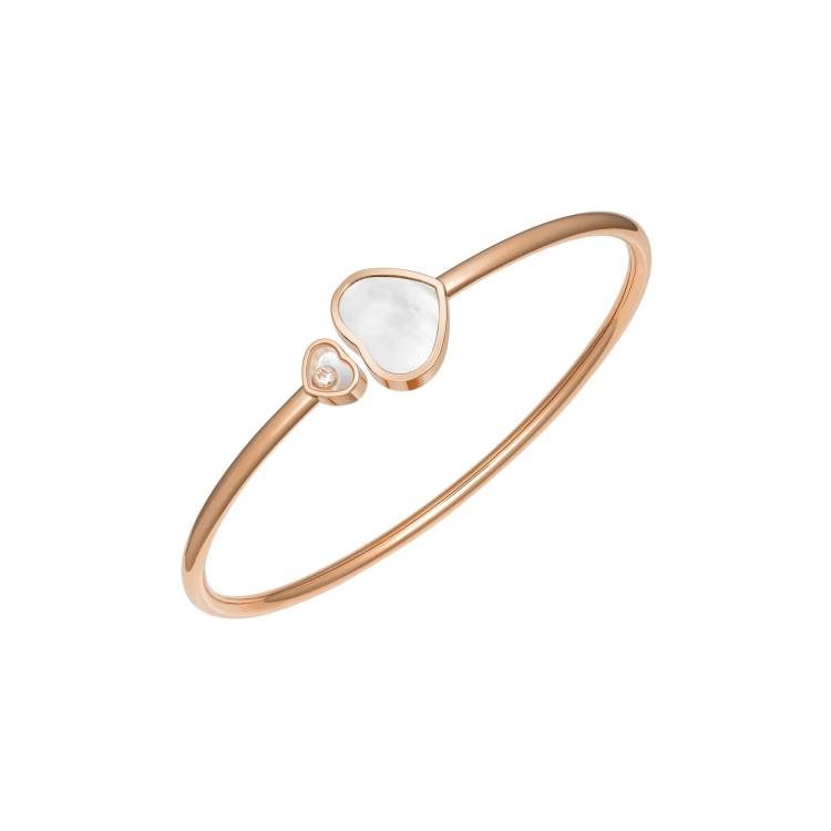Chopard Happy Hearts 18ct Rose Gold Diamond Mother of Pearl Bangle - M