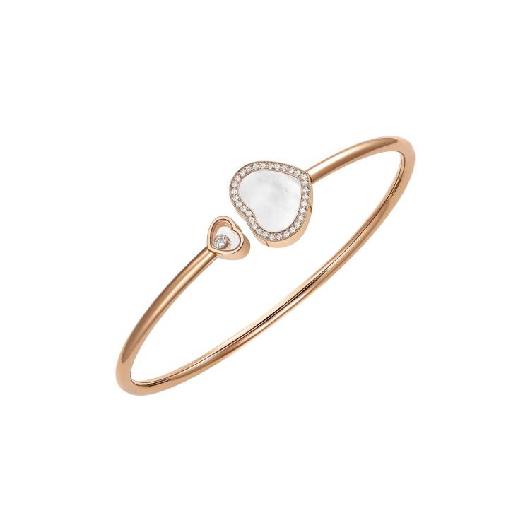 Chopard Happy Hearts 18ct Rose Gold 0.19ct Diamond Mother of Pearl Bangle - M