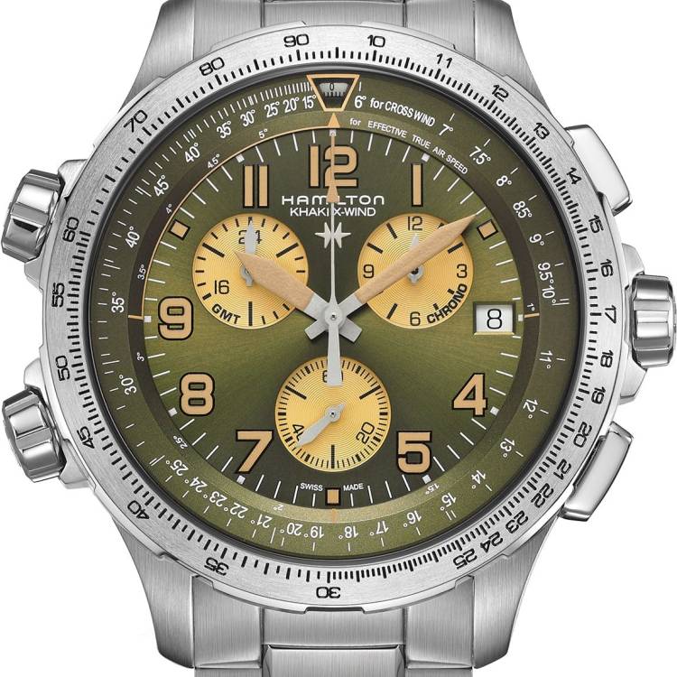 Hamilton Watch Khaki Aviation X-Wind GMT Chrono Quartz - Green