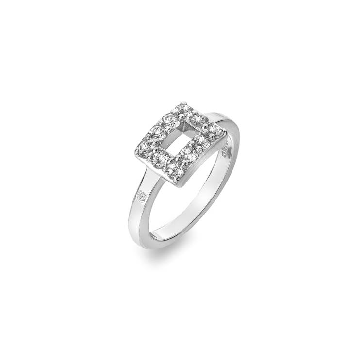 Hot Diamonds Echo Sterling Silver White Topaz Ring - S