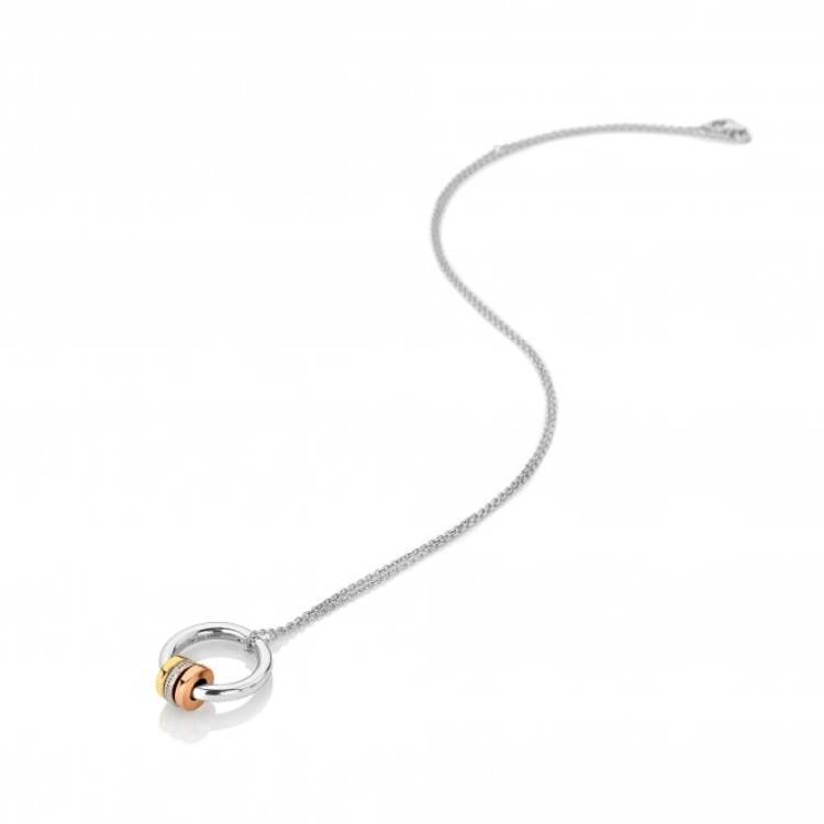 Hot Diamonds Trio Barrel Gold Plated Sterling Silver Pendant - Silver