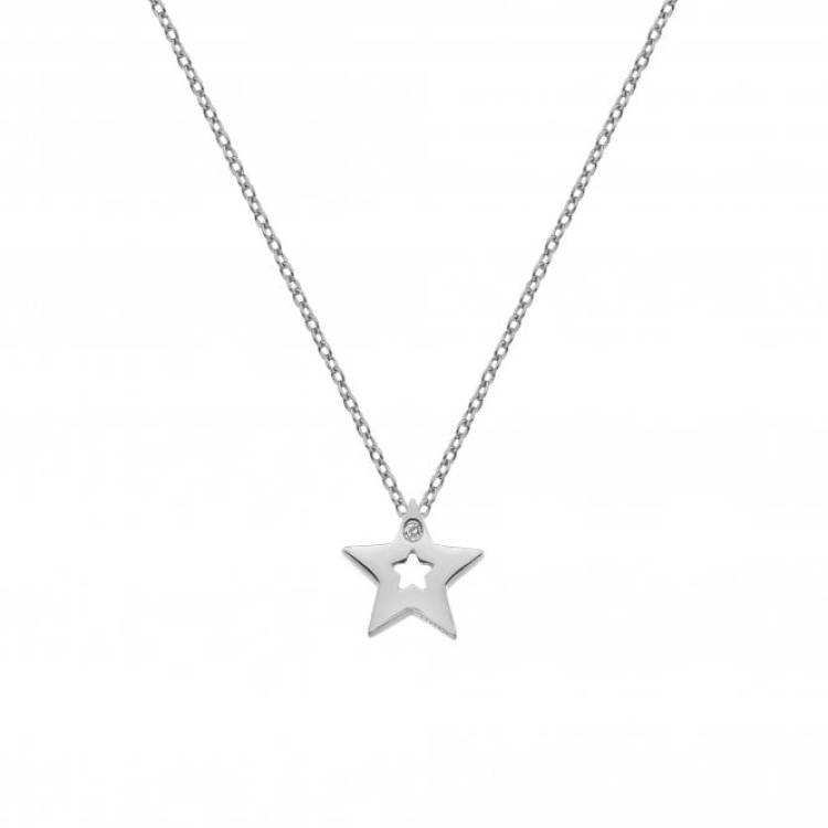 Hot Diamonds Diamond Amulet Sterling Silver Star Necklace - TITLE Silver