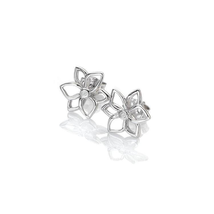 Hot Diamonds Diamond Amulets Sterling Silver Flower Earrings - Silver
