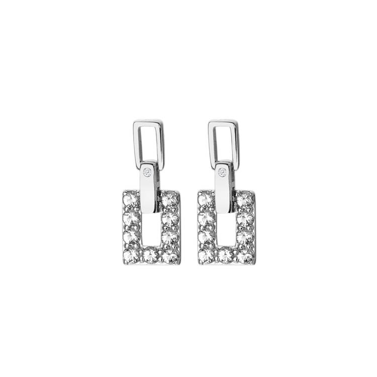 Hot Diamonds Echo Sterling Silver White Topaz Drop Earrings - Silver