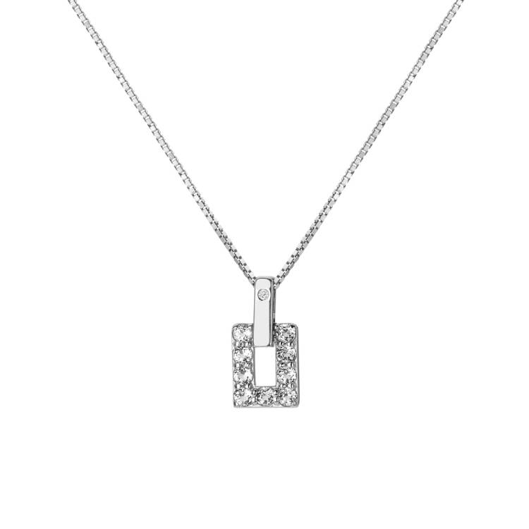 Hot Diamonds Echo Sterling Silver White Topaz Pendant Necklace - Silver