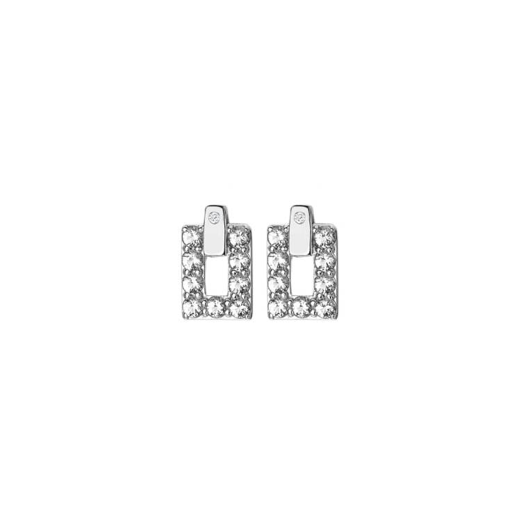 Hot Diamonds Echo Sterling Silver White Topaz Stud Earrings - Silver