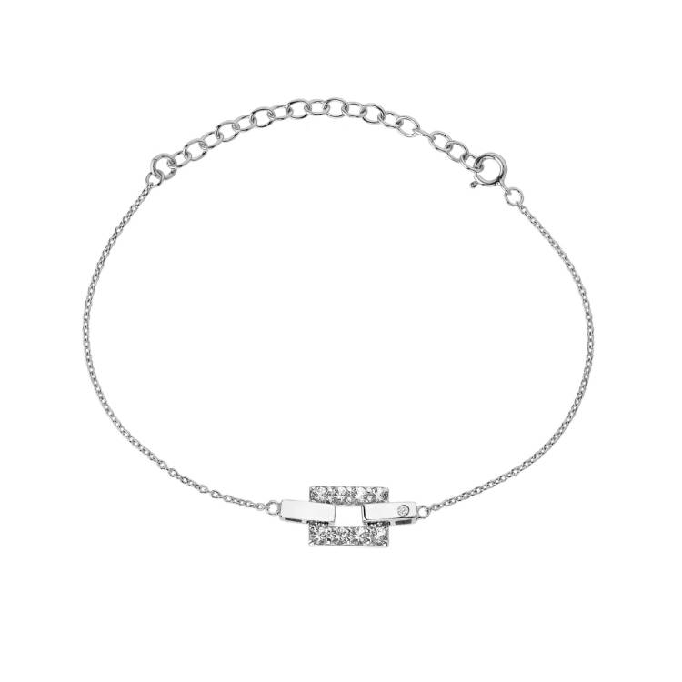 Hot Diamonds Echo Sterling Silver White Topaz Bracelet - Silver