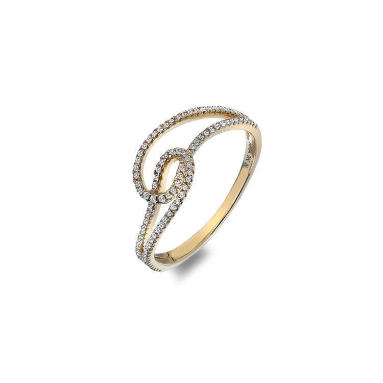 Hot Diamonds Flow 9ct Yellow Gold Ring D - P