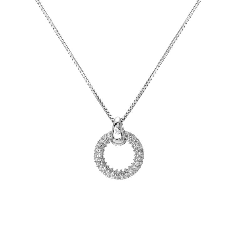 Hot Diamonds Forever Sterling Silver White Topaz Pendant Necklace - Silver