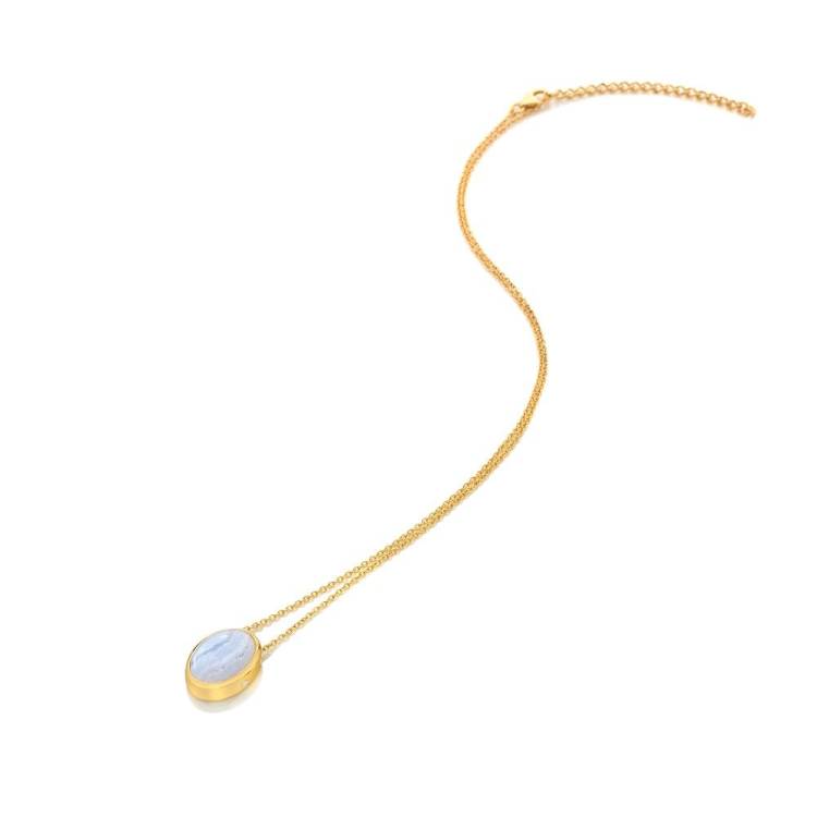 Hot Diamonds Gold Plated Sterling Silver Blue Lace Agate Necklace