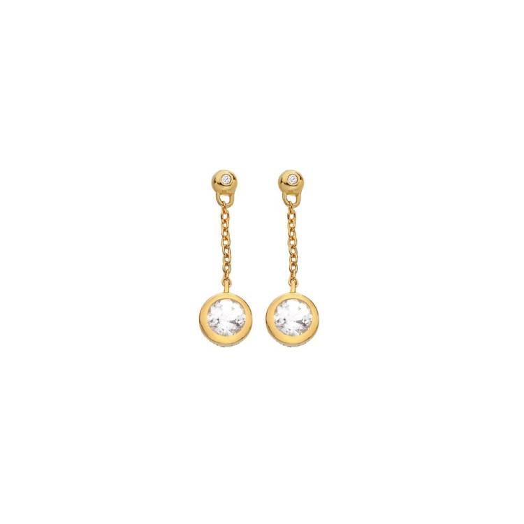 Hot Diamonds Gold Plated Sterling Silver Droplet White Topaz Chain Earrings