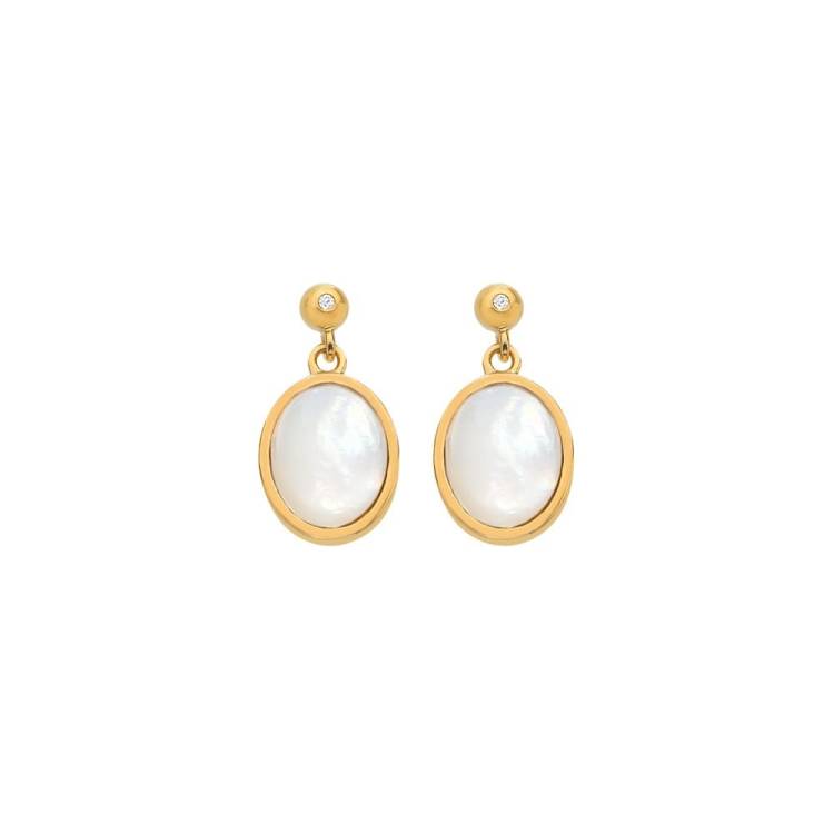 Hot Diamonds Gold Plated Sterling Silver Mother Of Pearl Oval Earrings