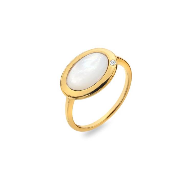 Hot Diamonds Gold Plated Sterling Silver Mother Of Pearl Oval Ring - Extra Small (L)