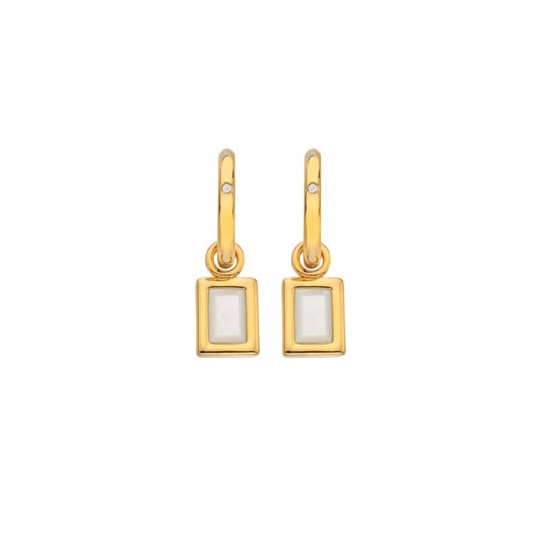 Hot Diamonds Gold Plated Sterling Silver Mother Of Pearl Rectangle Earrings