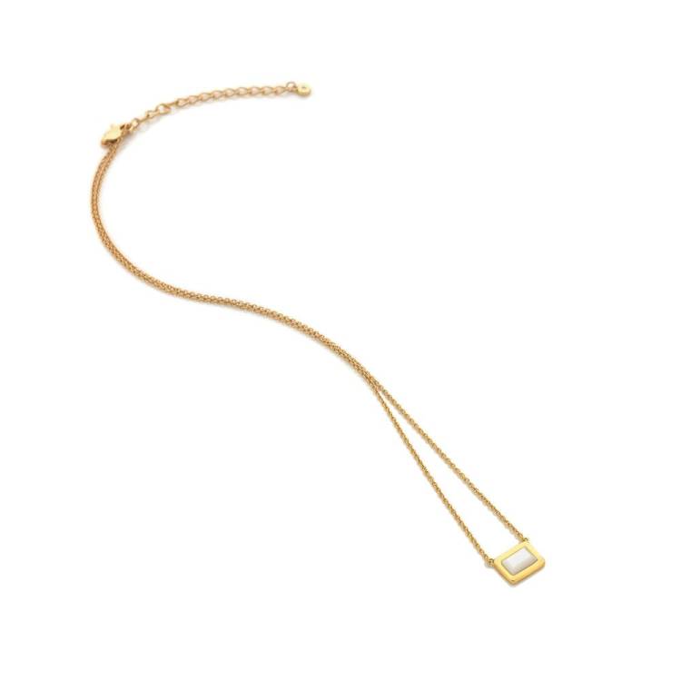 Hot Diamonds Gold Plated Sterling Silver Mother Of Pearl Rectangle Necklace