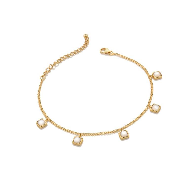 Hot Diamonds Gold Plated Sterling Silver Mother Of Pearl Square Bracelet