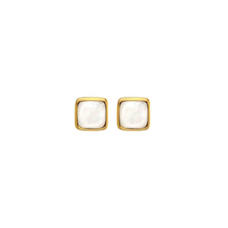 Hot Diamonds Gold Plated Sterling Silver Mother Of Pearl Square Stud Earrings