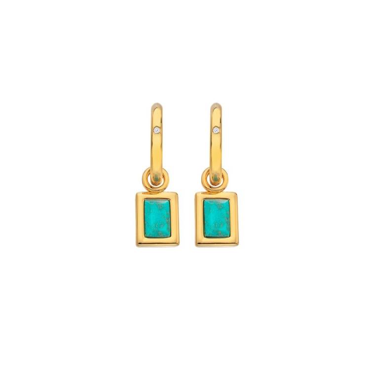 Hot Diamonds Gold Plated Sterling Silver Turquoise Rectangle Earrings
