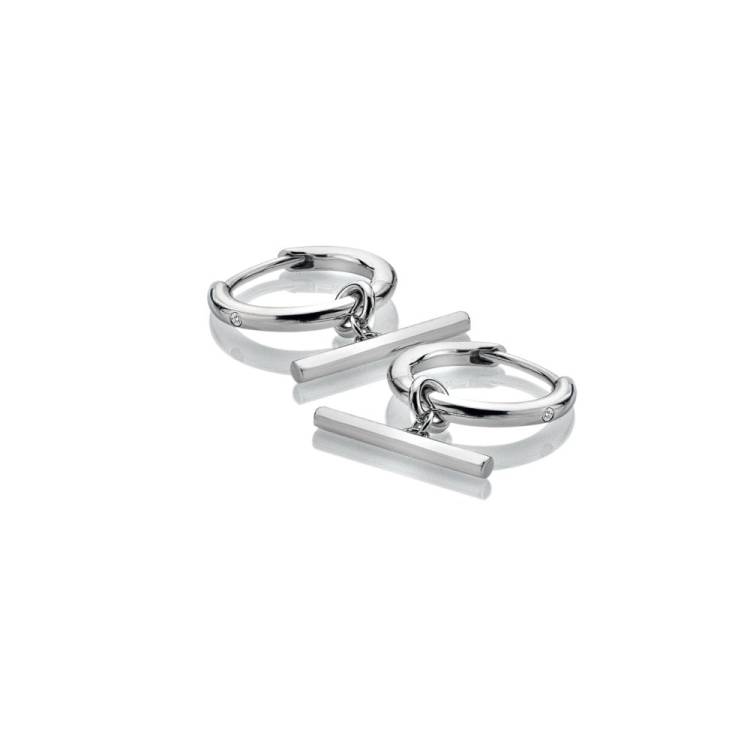 Hot Diamonds Linked T-Bar Sterling Silver Hoop Earrings