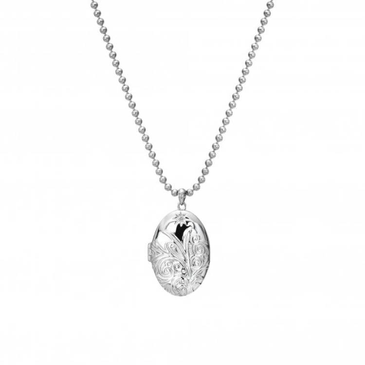 Hot Diamonds Memories Sterling Silver Engraved Oval Locket - TITLE Silver