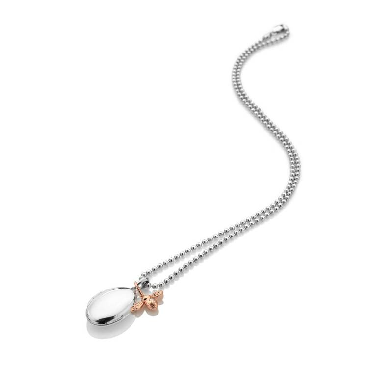 Hot Diamonds Memories Sterling Silver Rose Gold Plated Bee Locket - Silver