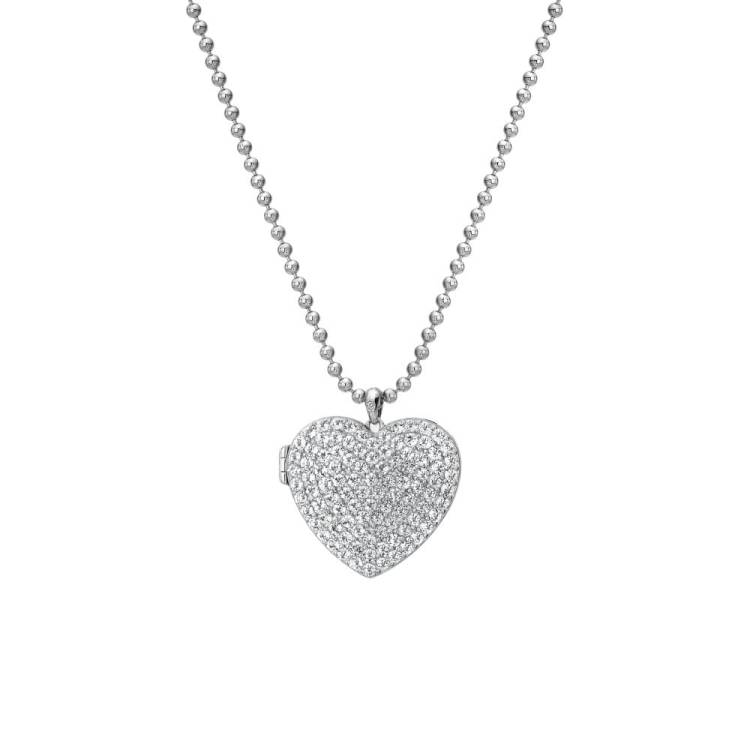 Hot Diamonds Memories Sterling Silver White Topaz Heart Locket D - TITLE Silver