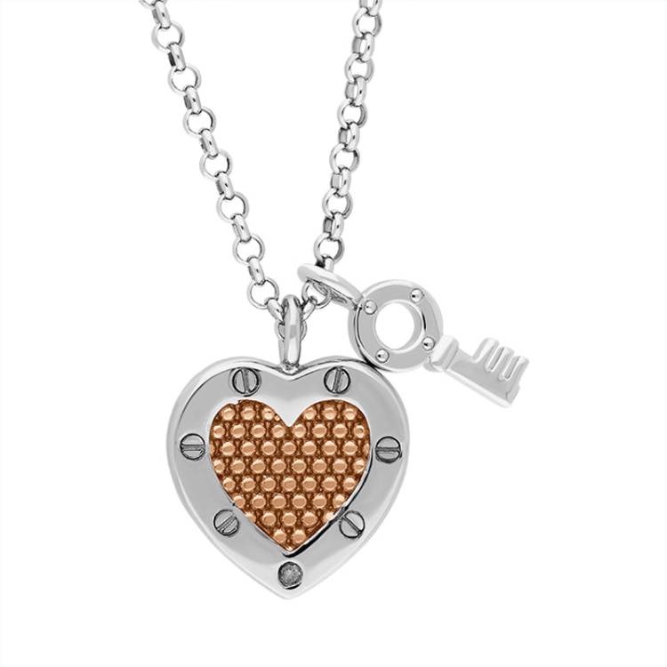Hot Diamonds Rose Gold Plated Sterling Silver Lock In Love Pendant Necklace D - Silver