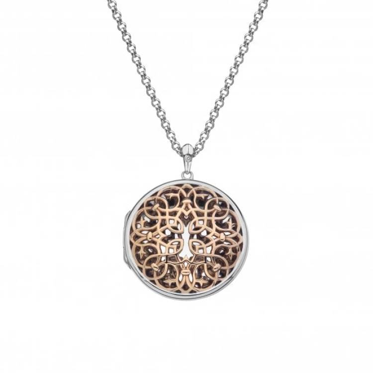 Hot Diamonds Spirited Sterling Silver Rose Gold Plated Circular Locket D - TITLE Silver