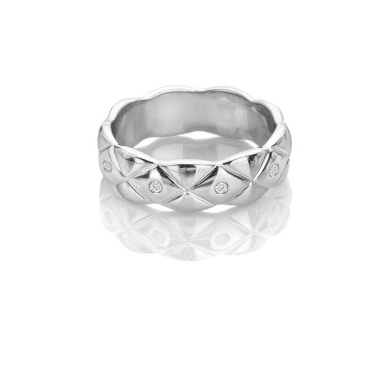 Hot Diamonds Sterling Silver White Topaz Quilted Ring - N