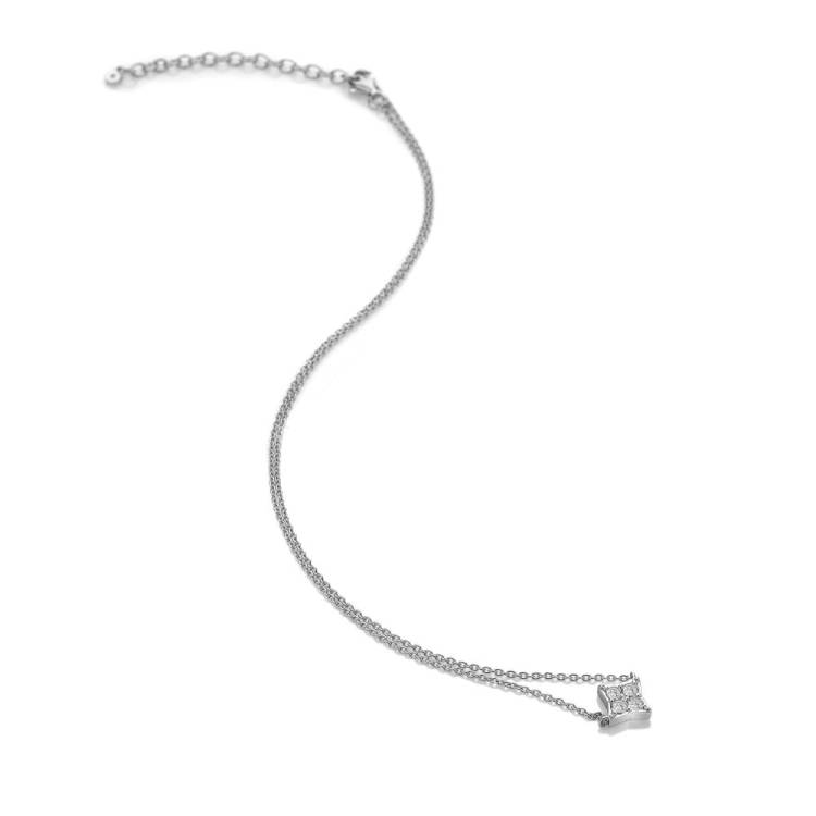 Hot Diamonds Sterling Silver White Topaz Squared Triangle Necklace