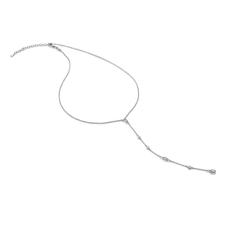 Hot Diamonds Sterling Silver White Topaz Tender Waterfall Marquise Statement Necklace