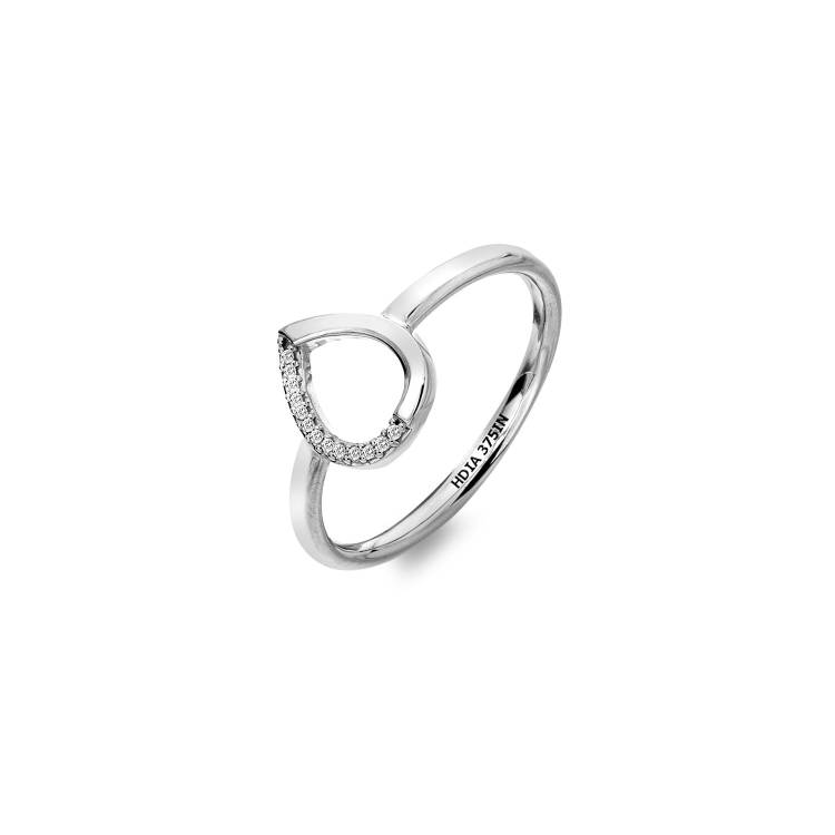 Hot Diamonds Teardrop 9ct White Gold Ring D - P