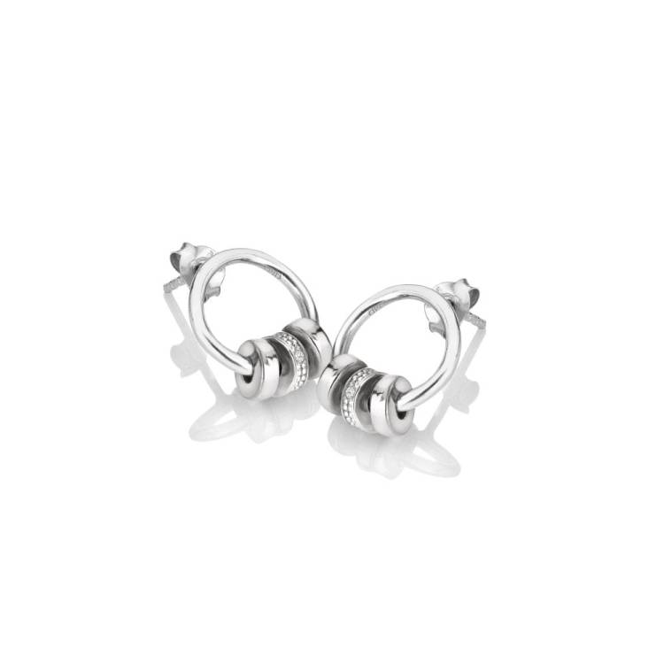 Hot Diamonds Trio Barrel Sterling Silver Drop Earrings - Silver