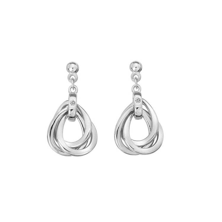 Hot Diamonds Trio Sterling Silver Diamond Teardrop Earrings - Silver