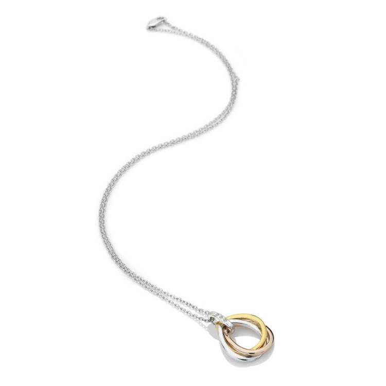 Hot Diamonds Trio Yellow and Gold Plated Teardrop Pendant Necklace - Silver