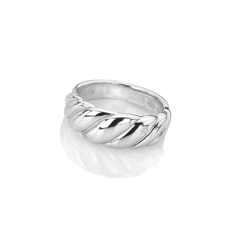 Hot Diamonds Twist Sterling Silver Wide Ring - L