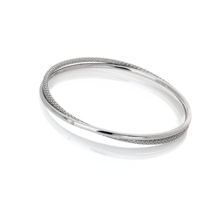 Hot Diamonds Woven Sterling Silver Interlocking Bangle - Silver