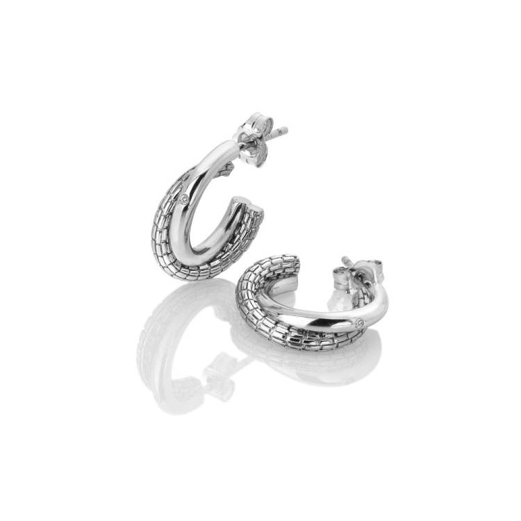 Hot Diamonds Woven Sterling Silver Interlocking Earrings - Silver