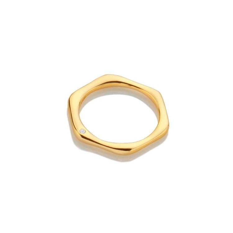 Hot Diamonds x Jac Jossa Fluid Gold Plated Sterling Silver Ring - Large (O)