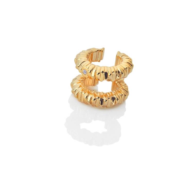 Hot Diamonds x Jac Jossa Believe Gold Plated Sterling Silver Double Ear Cuff - Silver