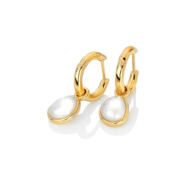 Hot Diamonds x Jac Jossa Calm Gold Plated Sterling Silver Mother of Pearl Earrings - Silver