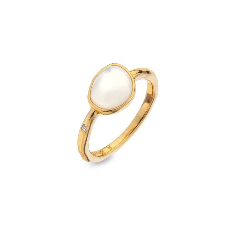 Hot Diamonds x Jac Jossa Calm Gold Plated Sterling Silver Mother of Pearl Ring - Medium (N)