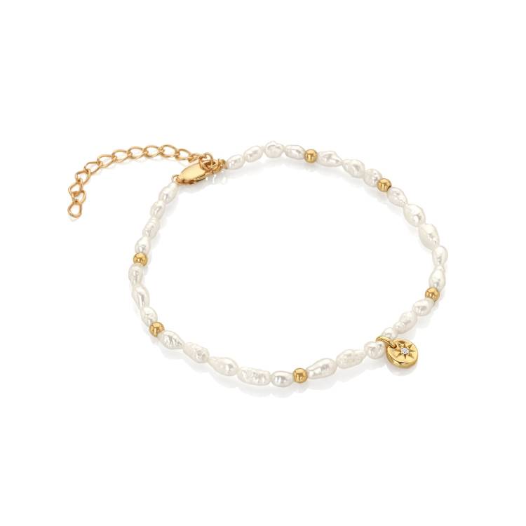 Hot Diamonds x Jac Jossa Calm Gold Plated Sterling Silver Pearl Lunar Bracelet - Gold