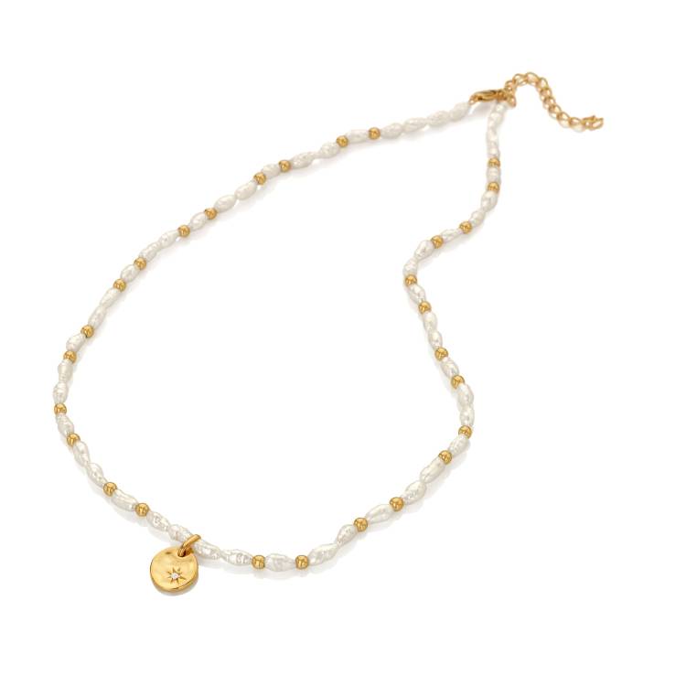Hot Diamonds x Jac Jossa Calm Gold Plated Sterling Silver Pearl Lunar Necklace - Gold