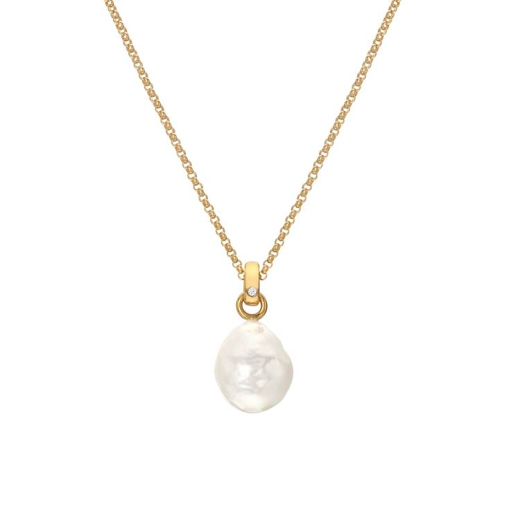 Hot Diamonds x Jac Jossa Calm Gold Plated Sterling Silver Pearl Pendant - Gold
