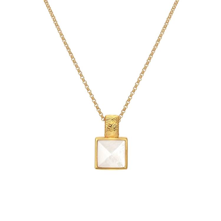 Hot Diamonds x Jac Jossa Calm Gold Plated Sterling Silver Pearl Square Pendant - Gold