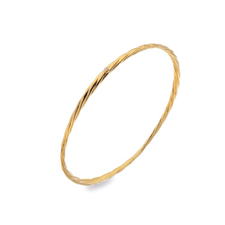 Hot Diamonds x Jac Jossa Entwine Gold Plated Sterling Silver Bangle - Silver