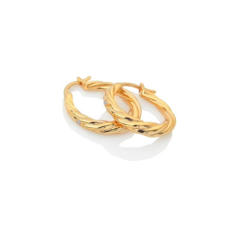 Hot Diamonds x Jac Jossa Entwine Gold Plated Sterling Silver Hoop Earrings - Silver