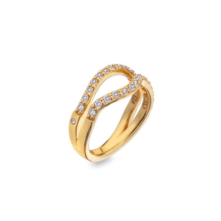 Hot Diamonds x Jac Jossa Extravagance Gold Plated Sterling Silver White Topaz Ring - Extra Large (P)